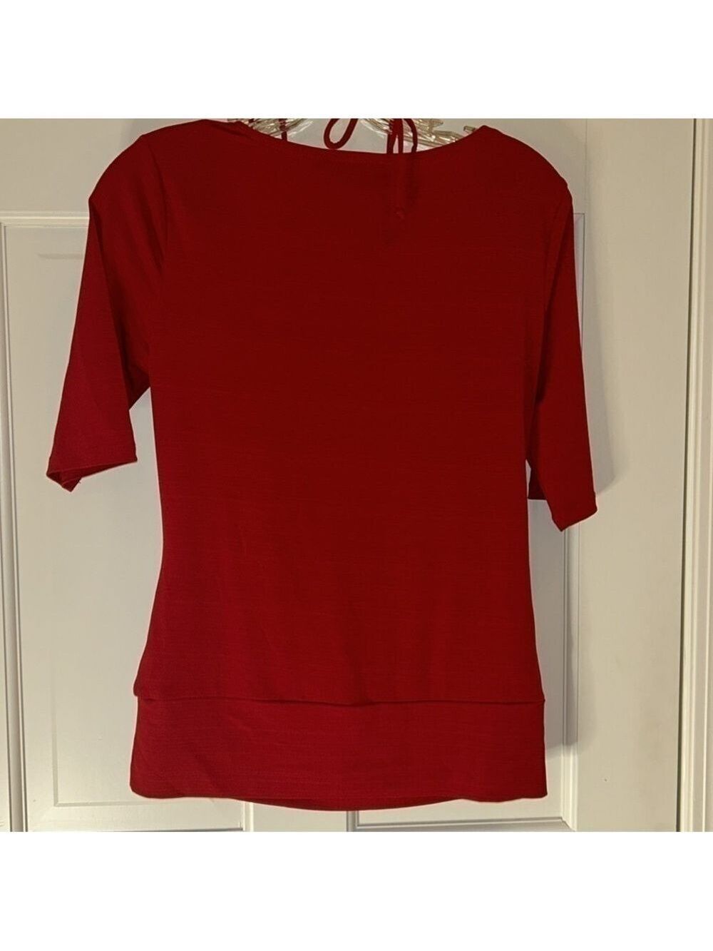 Fun, Red Top w/ Cowl Neck and Chain Halter: Size L - Picture 4 of 7